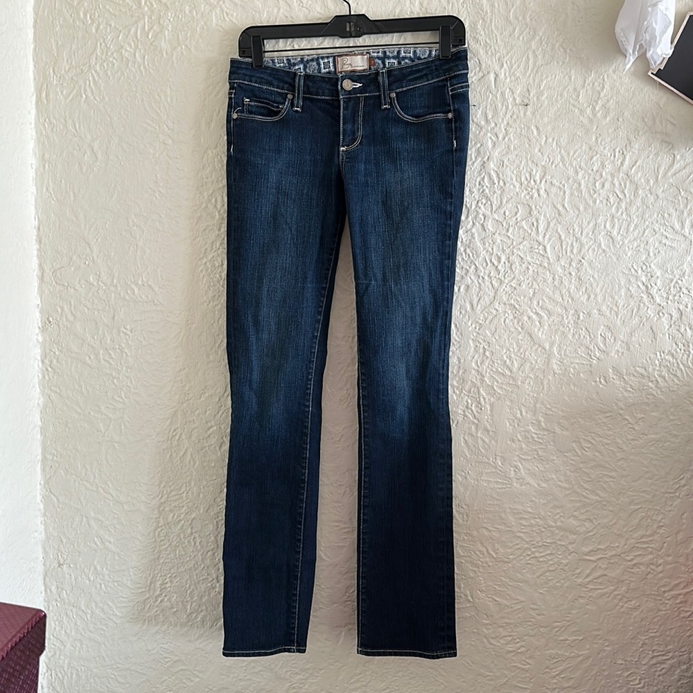 Paige Blue Heights Low Rise Skinny Leg Dark Wash Jeans 27
